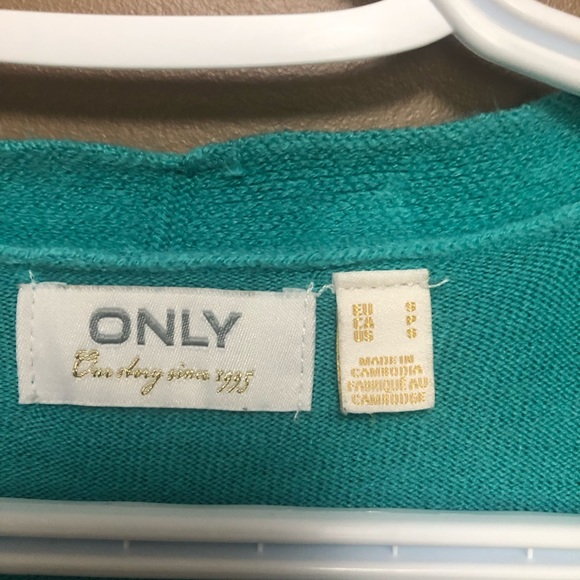 Only Aqua Green Cropped Long Sleeve Cardigan - Picture 3 of 6